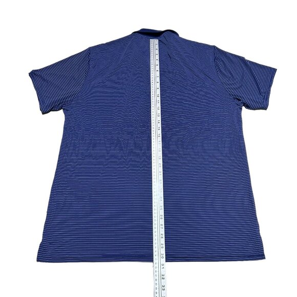 Tapulco Polo Shirt Mens XL Navy Blue Stripe Performance Stretch Golf Casual - Picture 6 of 7